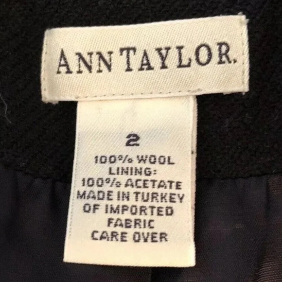 ANN TAYLOR Women Fully Lined Collar 100% Wool Textured Black Blazer Jacket Sz 2 - Picture 12 of 12